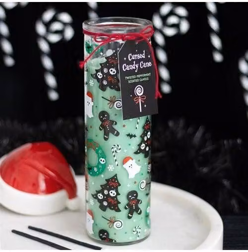 KDMD Merry Creepmas Cursed Candy Cane Tube Candle in Green