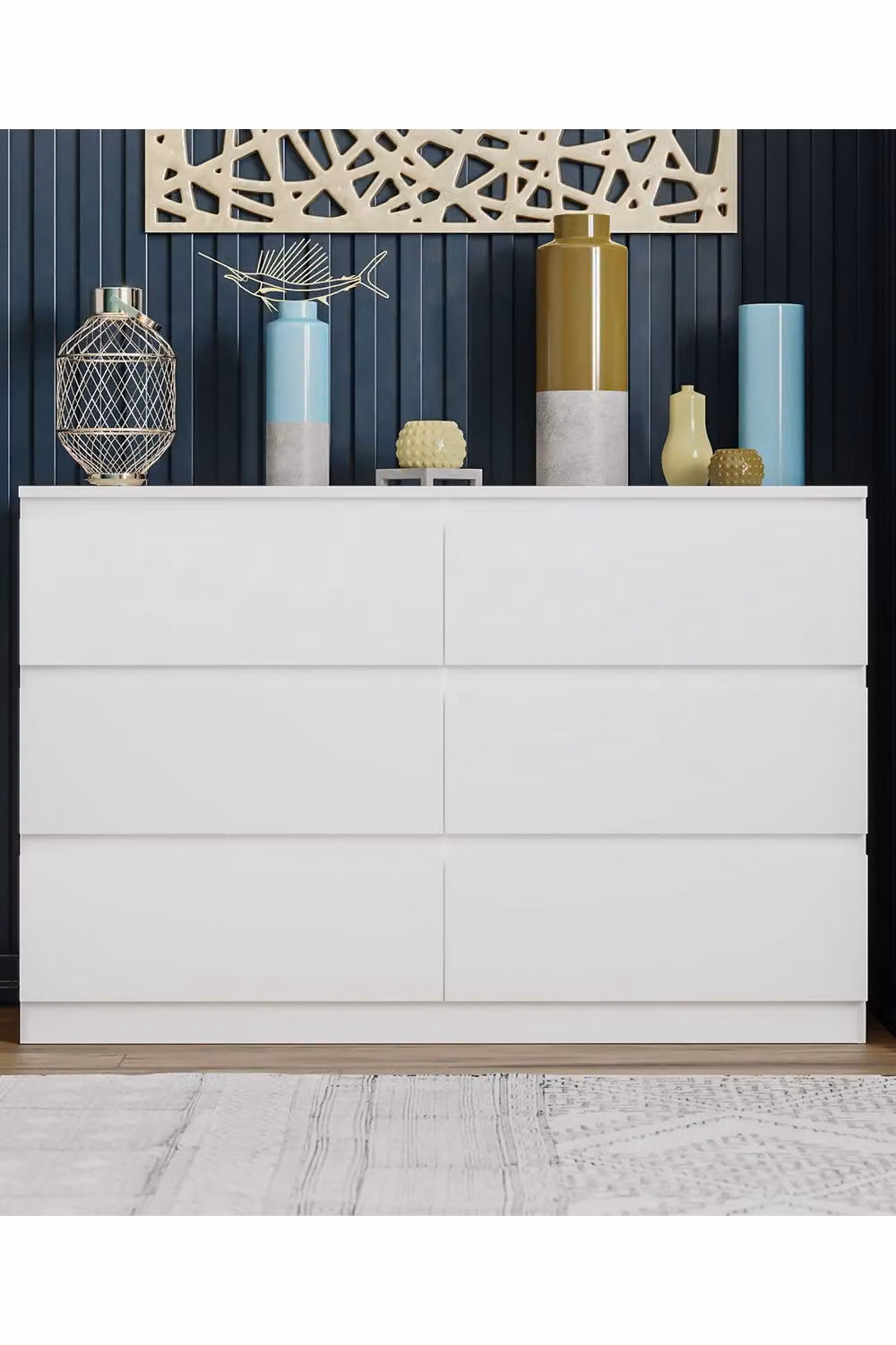 HD Designs Denver 6 Drawer Chest of Drawers in White – 3