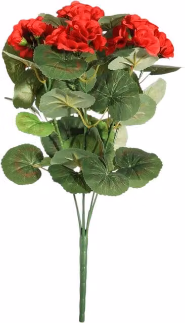 Kingsbury Gifts Red Artificial Geranium Bush with 7 Stems, Height: 40 cm