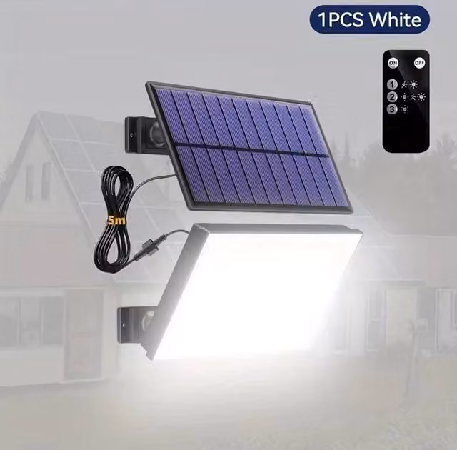 NESTLUNE Solar Motion Sensor Garden Floodlight with 400 LED and Remote Control, Black – 1