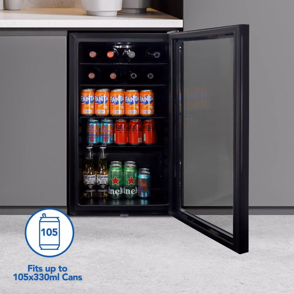 Igenix Under Counter Drinks Fridge, 98 Litre, Black – 4