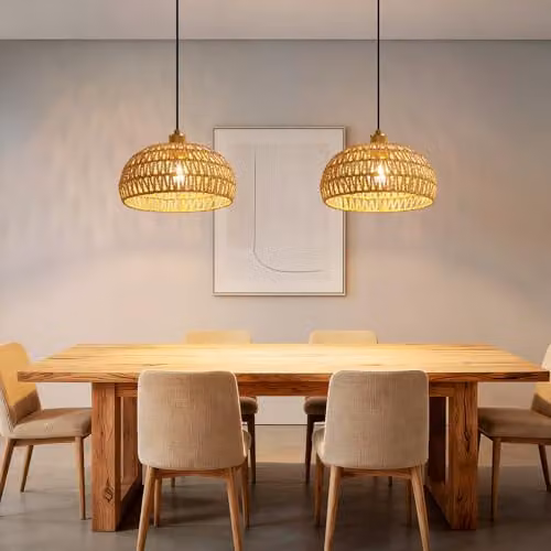 Harper Living Easy Fit Handwoven Rope Dome Pendant Lamp Shade with Reducer Ring, Yellow and Brown – 2