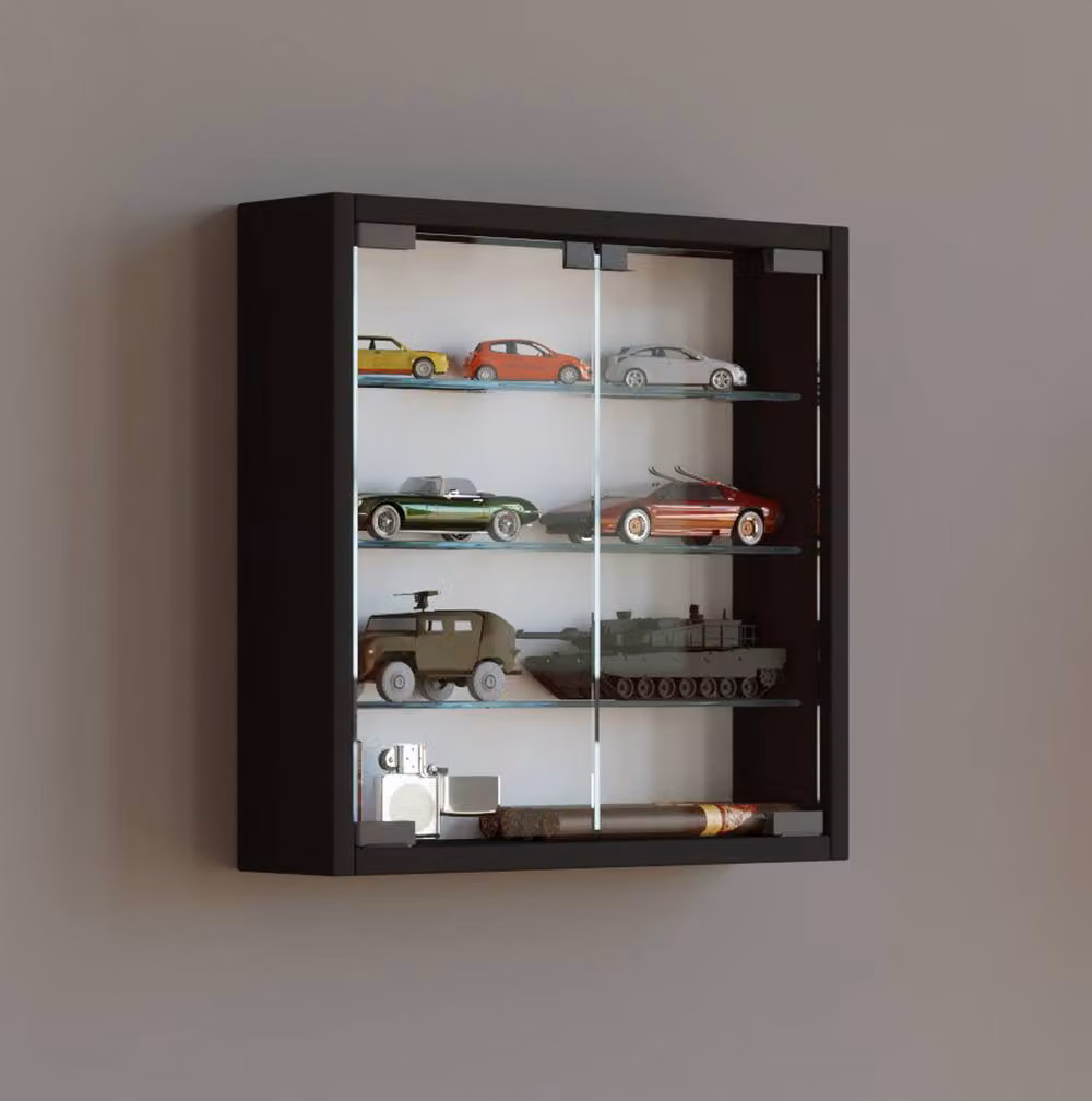 VCM Mandosa S Wall Mounted Hanging Display Cabinet with Glass Doors in Matt Black, W/D/H: 40 x 40 x 10 cm – 3