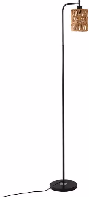 Living Star Modern Rattan Floor Lamp with Cylindrical Shade in Brown