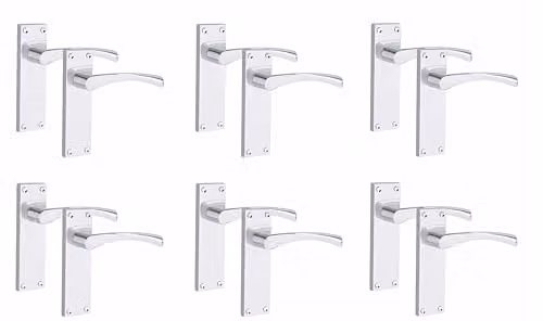 Golden Grace Astrid Victorian Scroll Door Latch Handles, Silver Chrome Zinc, 6 Pairs