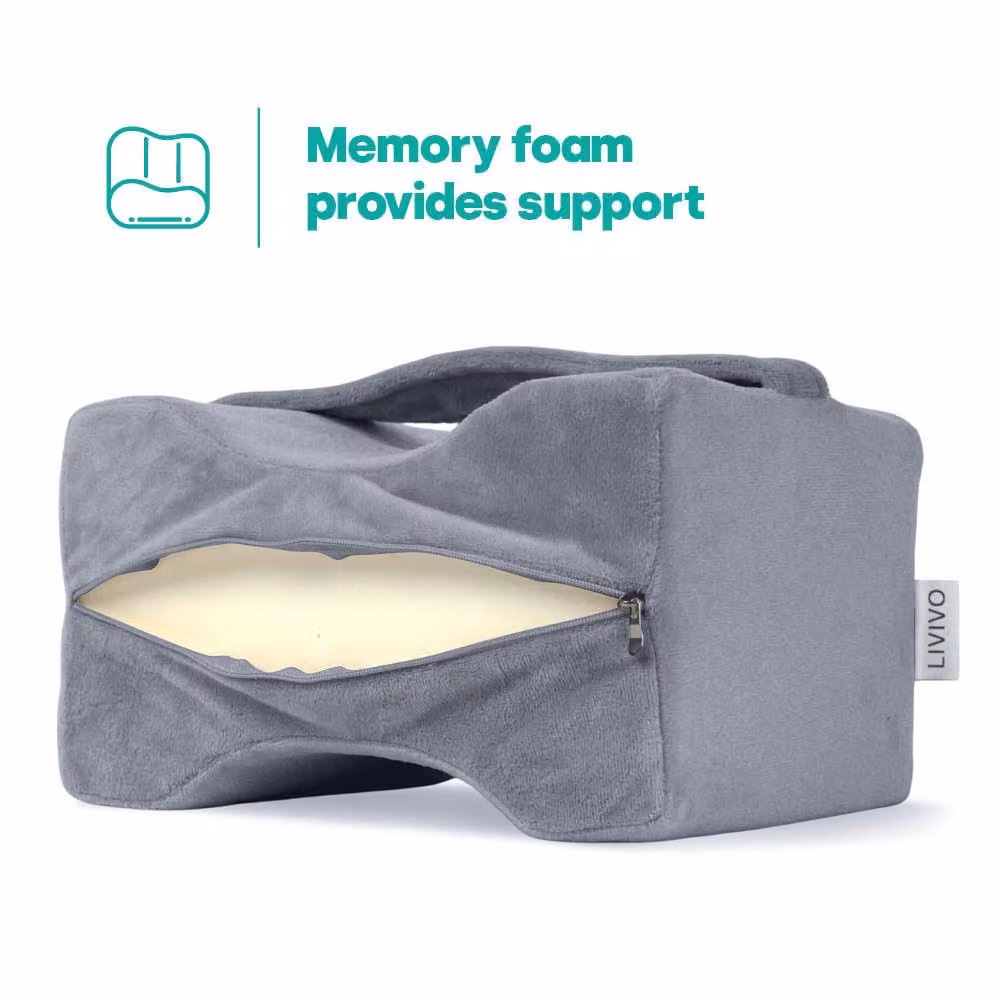 LIVIVO Orthopaedic Wedge Leg Pillow with Strap in Grey Fleece – 5