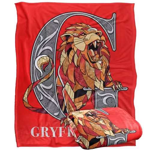 Warner Bros. Harry Potter Mosaic Gryffindor with Lion Super Soft Fleece Throw Blanket, Multicolour, W/H: 127.0 x 152.4 cm