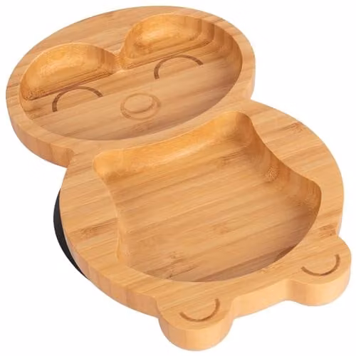 Tiny Dining Penguin Bamboo Baby Suction Plate in Black