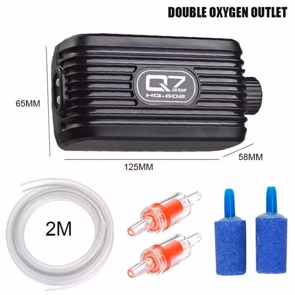 SPETLEK Silent Aquarium Air Pump with Double Oxygen Outlet, Black – 2