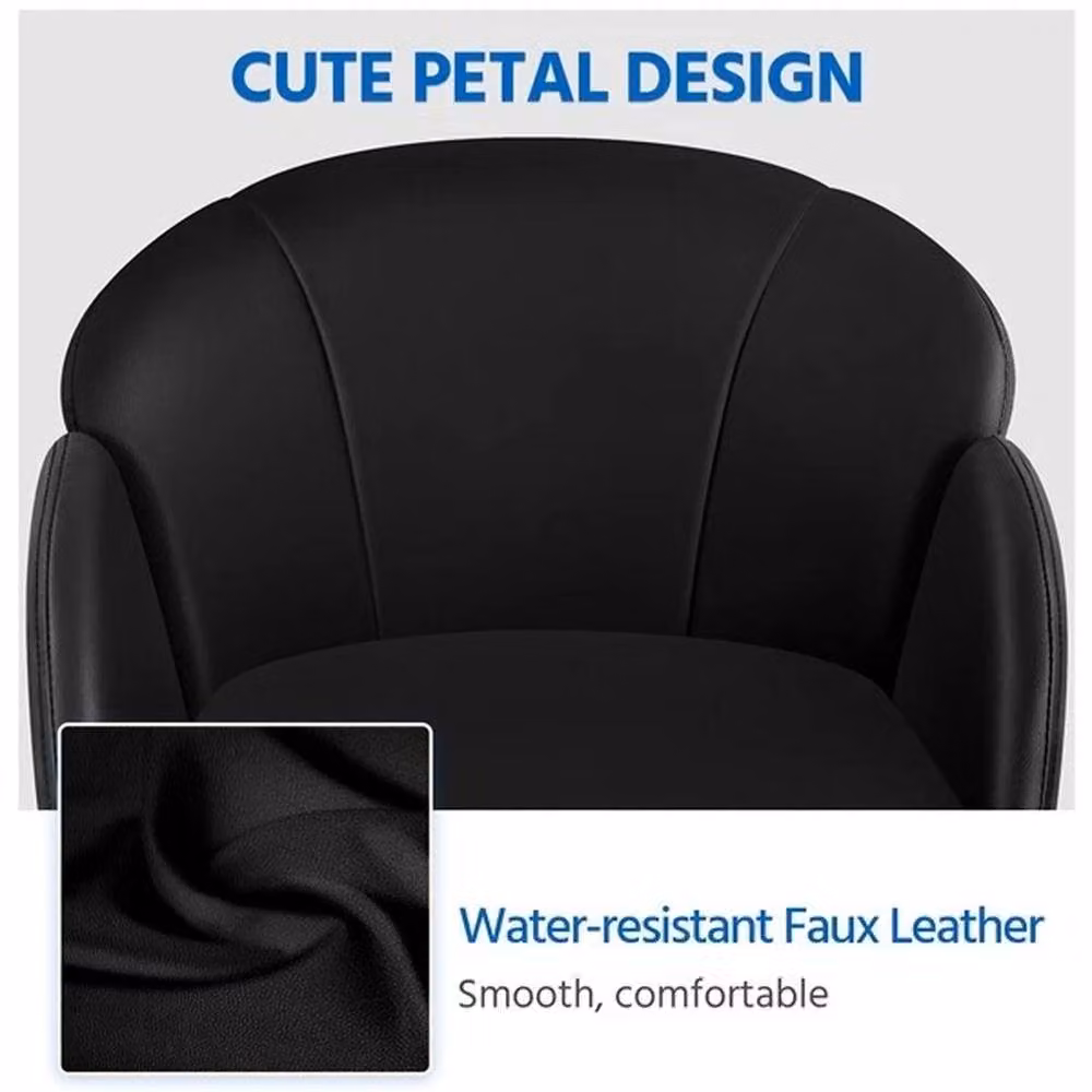 Kelvenix Modern Black Synthetic Leather Home Office Task Chair with 360 Degree Swivel and Weight Adjustment – 4