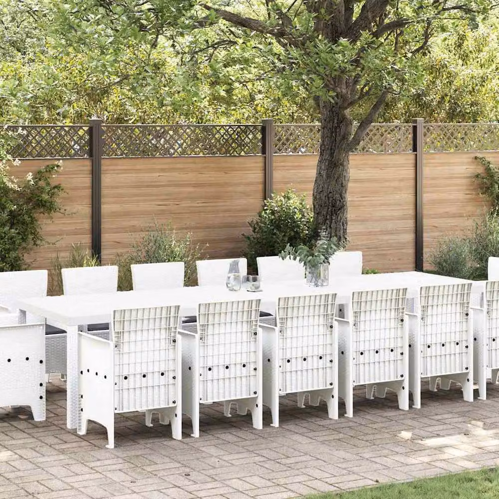 Berkfield Home 15 Piece White Poly Rattan Garden Dining Set with Cushions – 2