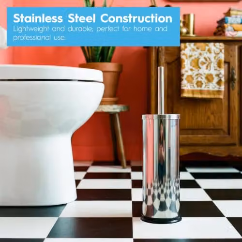 Harbour Housewares Matte Grey Toilet Brush and Holder Set with Stainless Steel Freestanding Base – 3