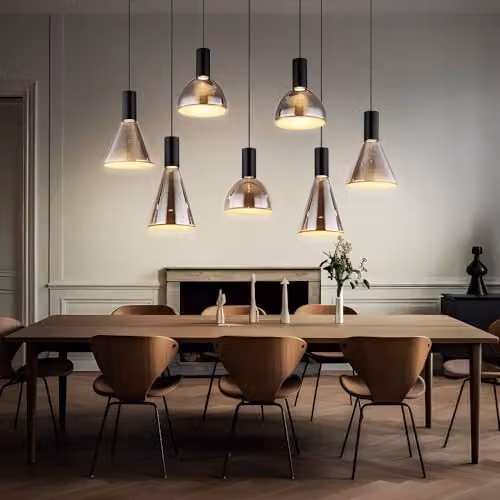 Globo Lighting Modern Suspended Pendant Light in Black and Smoke Grey Glass with Height Adjustable Metal Frame – 4