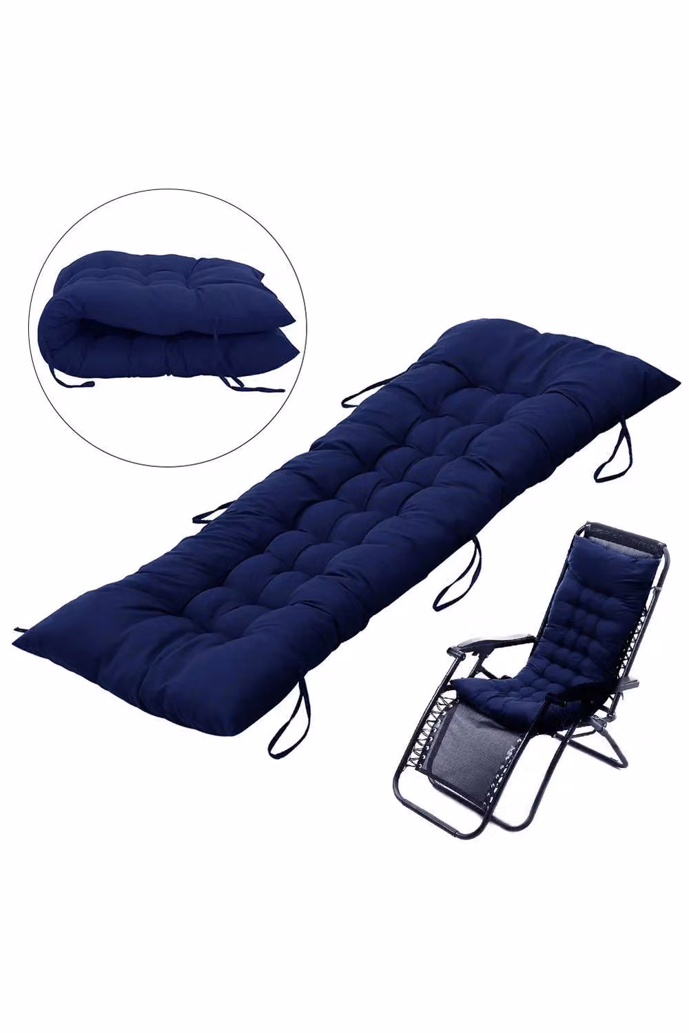 H&O Direct Thickened Indoor Outdoor Bench and Rocking Chair Cushion in Dark Blue – 4