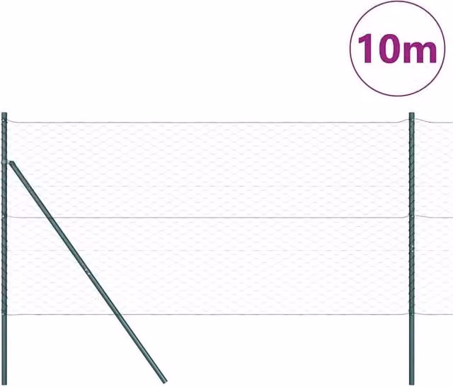 Berkfield Home Green Powder-Coated Steel Hexagon Fence, W: 120 cm, L: 10 m