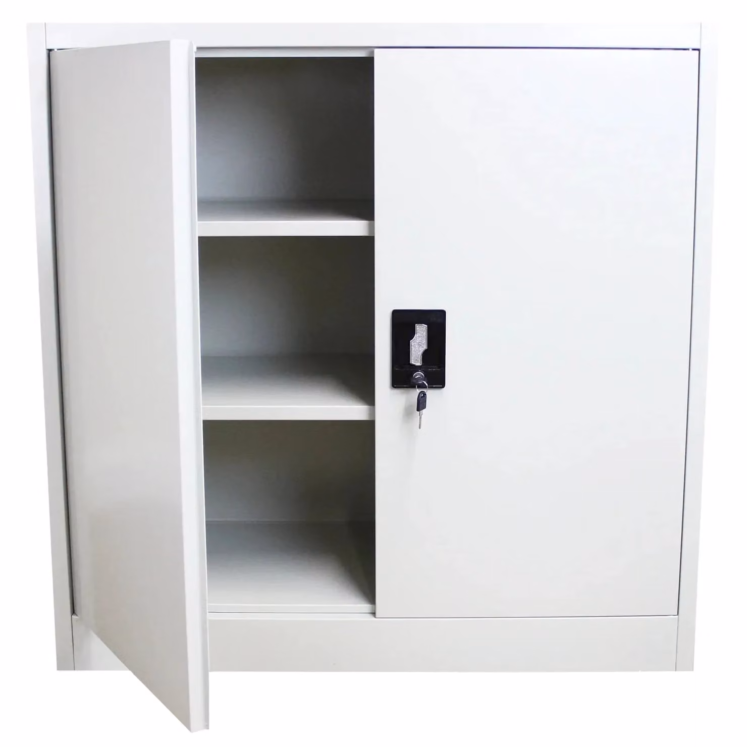 Monstershop Metal Filing Cabinet in Grey with Adjustable Shelves and Lock, H 90 x W 90 x D 40 cm