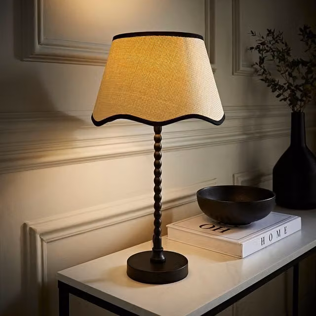 Maeve Bobble Table Lamp with Scallop Shade in Black