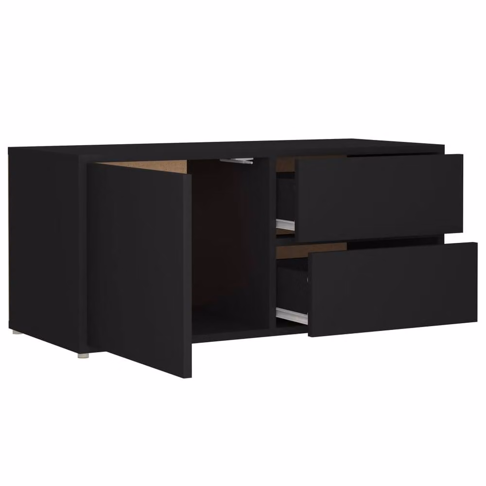Berkfield Home Black TV Cabinet in Matt Engineered Wood W/D/H: 80 x 34 x 36 cm – 4