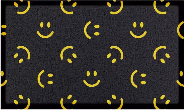 Artsy Mats Smiley Black Indoor Outdoor Non-Slip PVC Doormat