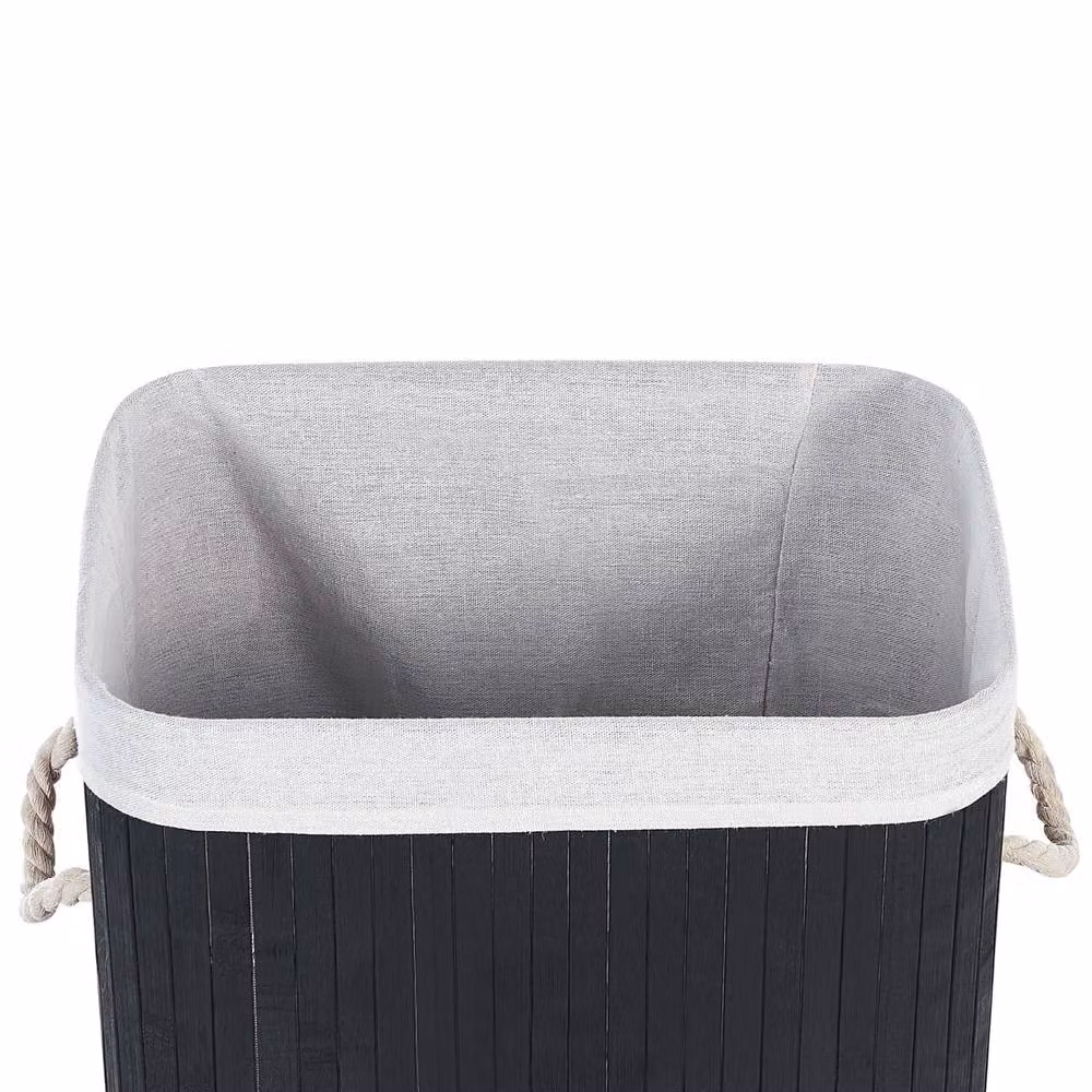 Wyld and Coco Black Bamboo Laundry Basket with Lid and Removable Washable Liner – 5