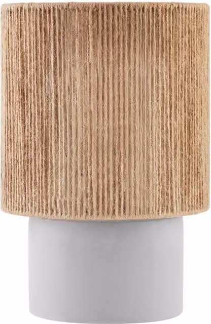Tectake Klea Boho Style Table Lamp in White with Jute Fibre and Concrete Base, 60W