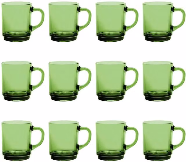 Duralex Versailles Green Glass Coffee Mugs, 260 ml