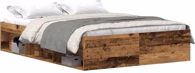 Berkfield Home Rustic Bed Frame in Brown Engineered Wood, W: 135 cm x L: 190 cm – 1