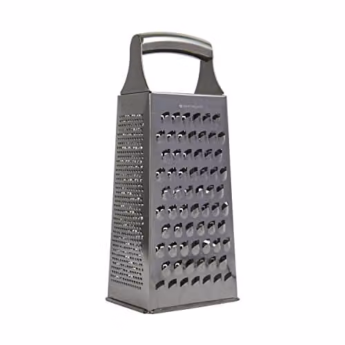 MasterClass Stainless Steel Acid-Etched Rectangular Box Grater with Handle, Silver, 24 cm