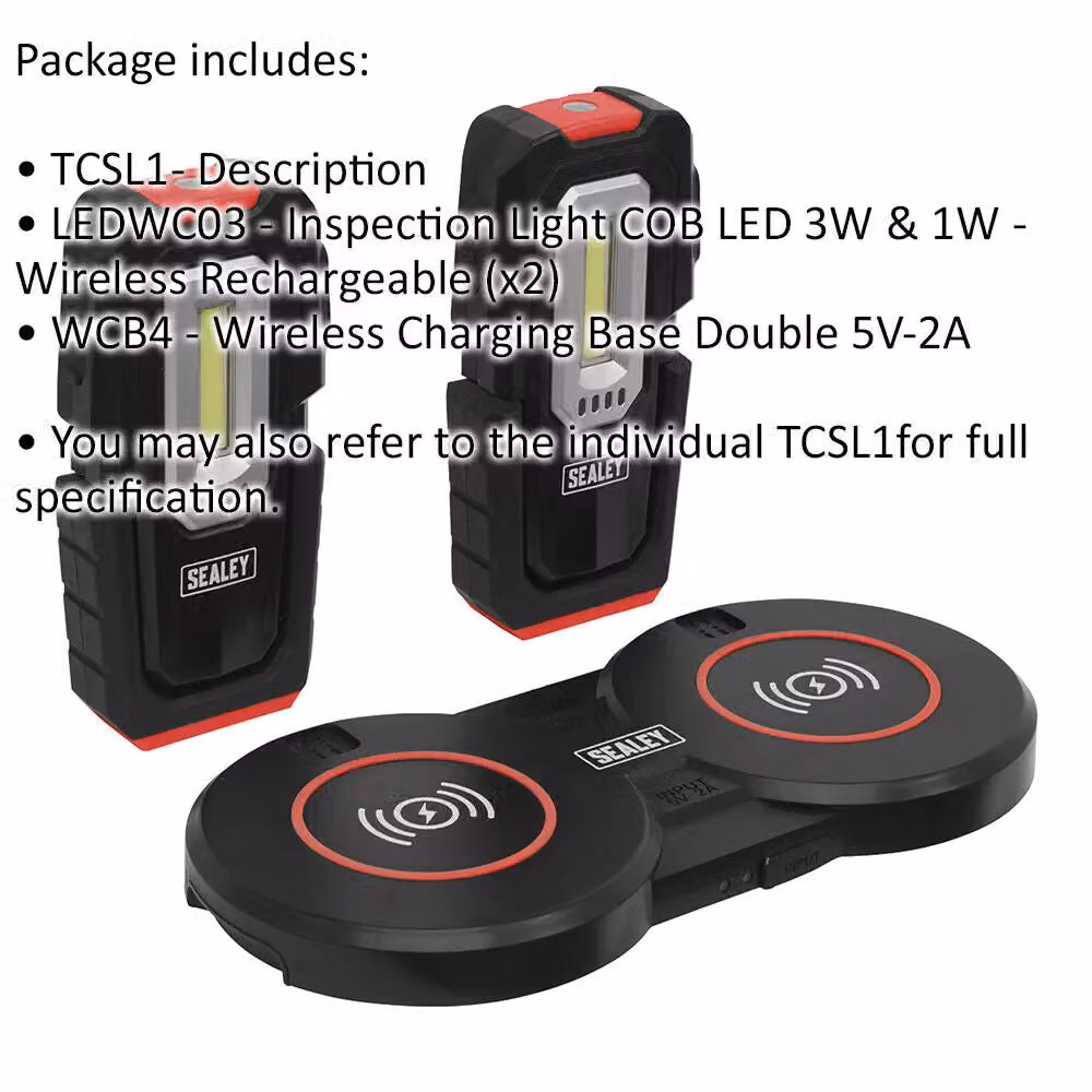 Loops 2 x Magnetic Inspection Lights with Dual Charging Base, 3W COB and 1W SMD LED, Black and Multicolour – 2