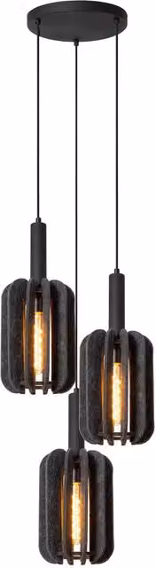 Lucide RAFAL Grey Fabric Pendant Light, Diameter: 50 cm – 4