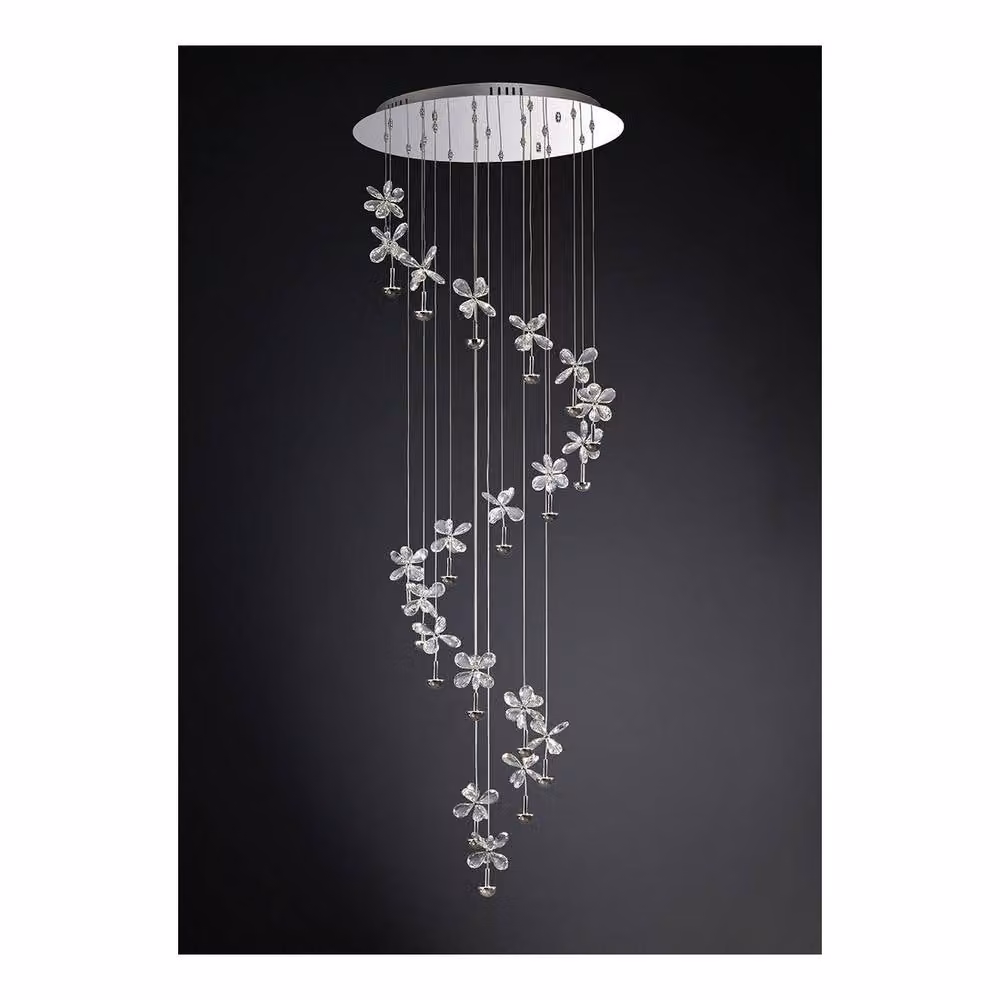 Netlighting Aviva 20 Light LED Ceiling Cluster Pendant in Chrome and Grey Crystal – 2