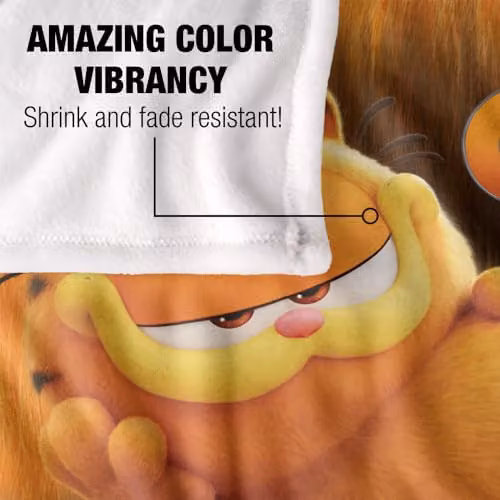LOGOVISION Garfield Laying Down Super Soft Silky Touch Throw Blanket, White, W/D/H: 152 x 127 cm – 3
