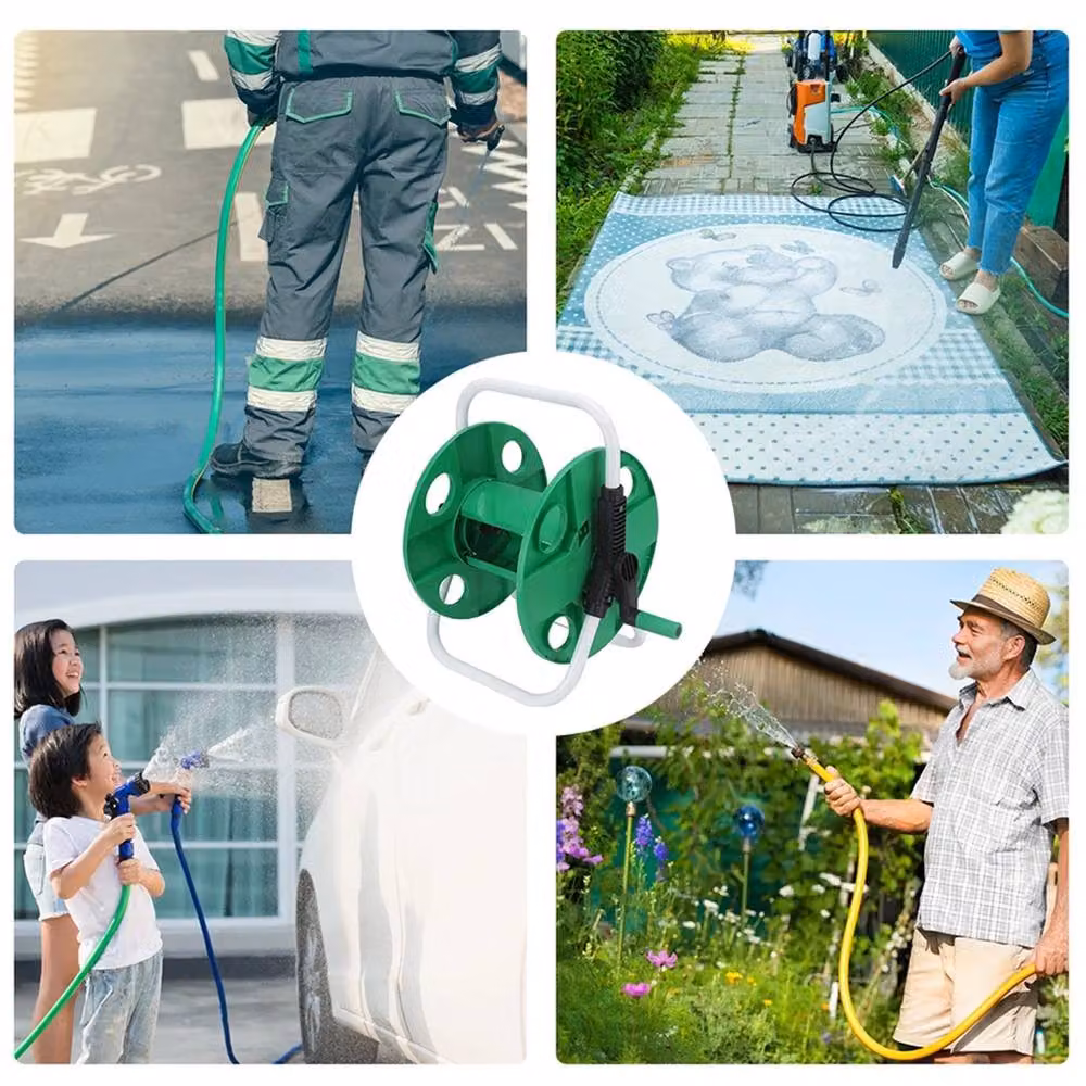 SPETLEK Green Freestanding Garden Hose Reel Trolley with 50m Capacity – 3