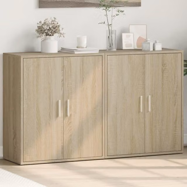 Berkfield Home Set of 2 Sonoma Oak Sideboards in Brown, W/D/H: 60 x 31 x 70 cm