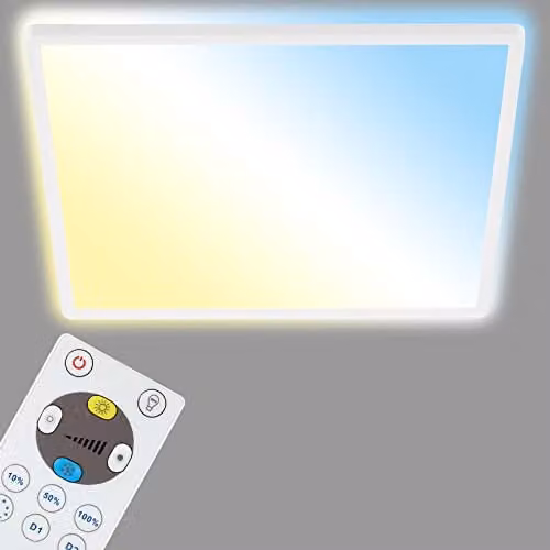 Briloner White LED Panel Ceiling Light, Dimmable with Remote Control, 22W, 3000 Lumen, W/D/H: 42 x 42 x 2.9 cm – 1