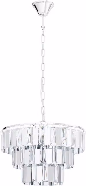 Loops Chrome and Clear Crystal Pendant Ceiling Light with E14 Bulbs