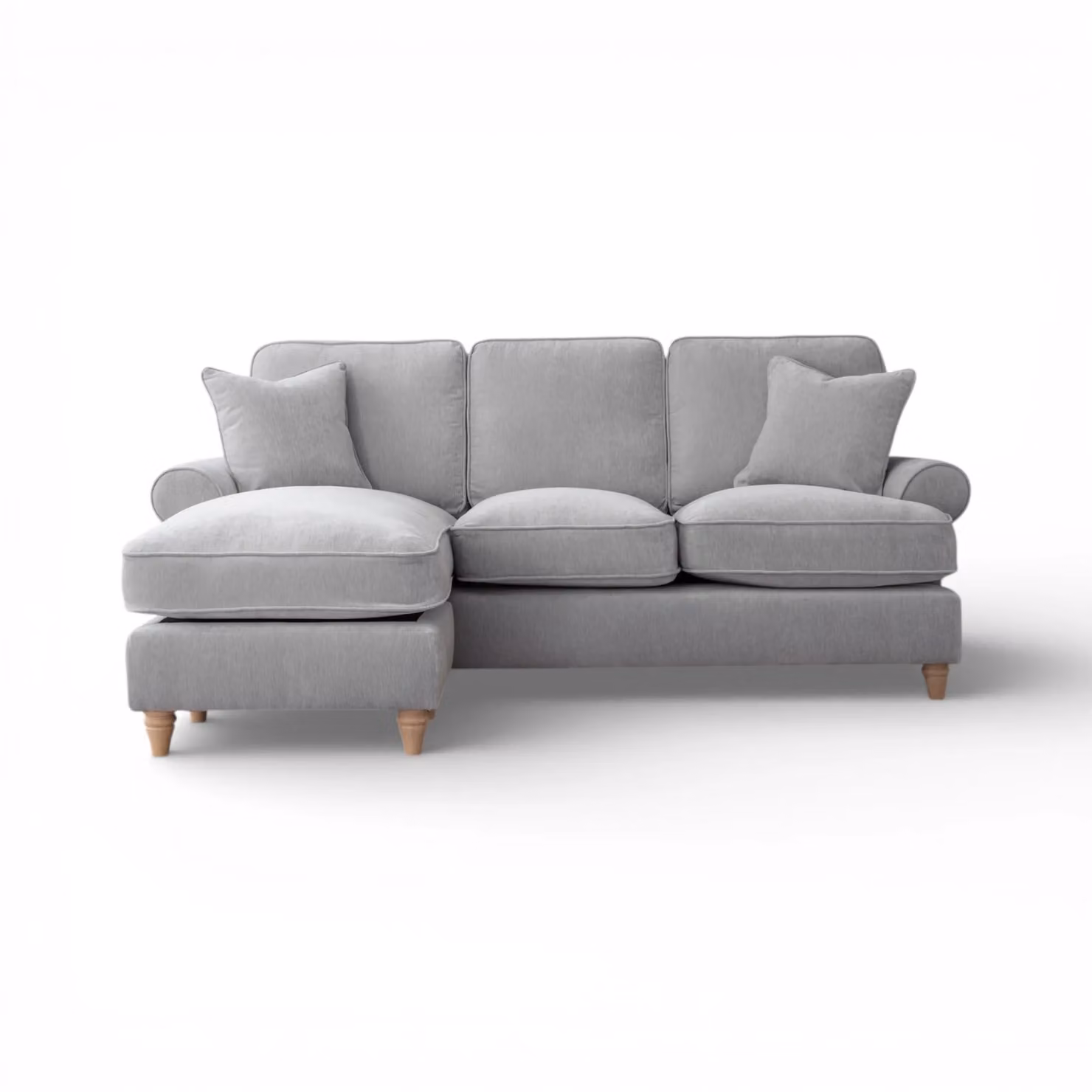The Great Sofa Company Ezra Left Hand Velvet Chaise Sofa in Light Grey – 2