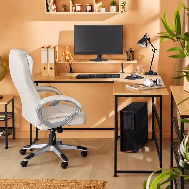 tectake Melrose Industrial Corner Desk in Oak and Black