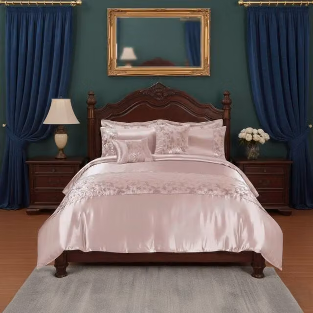 Snug City Pink Floral Embroidery Duvet Cover and Pillowcase Set, W/D/H: 140 x 200 cm – 1