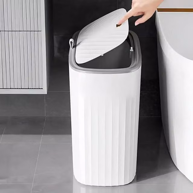 EONLION 8L Slim Wall Mounted Kitchen Food Waste Bin Caddy in White