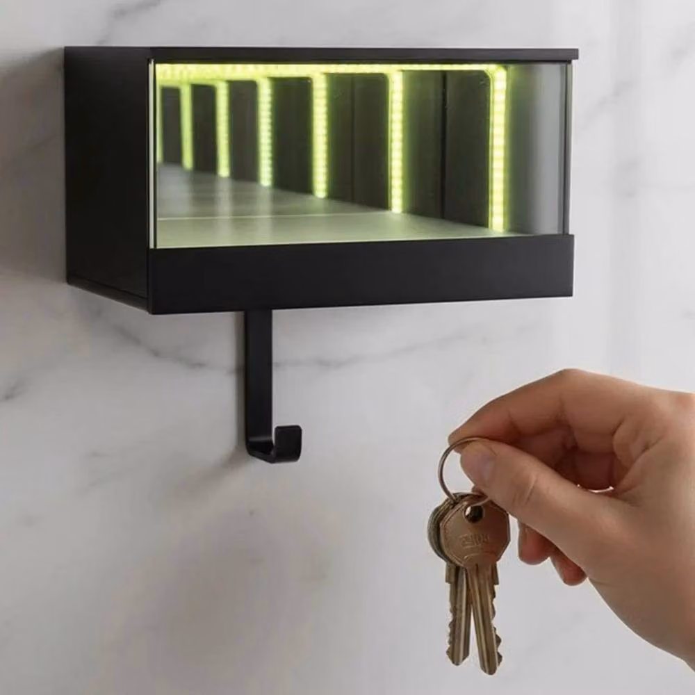 FLAVORA Wall Mounted Metal Car Garage Door Key Holder Rack in Black – 3