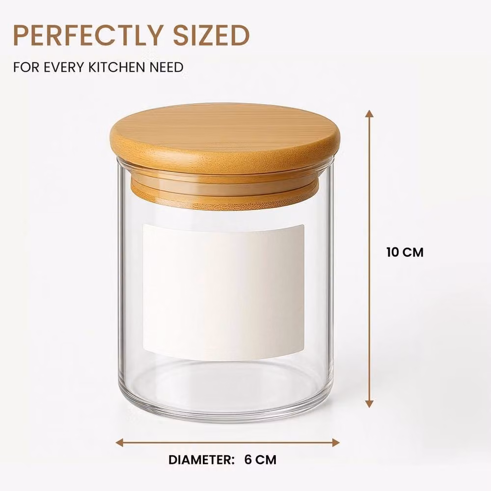 VOGREX 12 Pack Clear Glass Spice Jars with Bamboo Lids – 2
