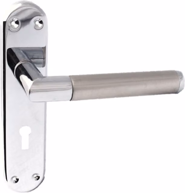 Betley Butterfly Door Handles in Chrome Silver with Plate