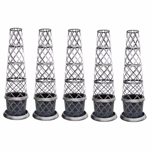 Garden Gear Black and Pewter Tower Pot Climbing Plant Support Frame, Height: 130 cm