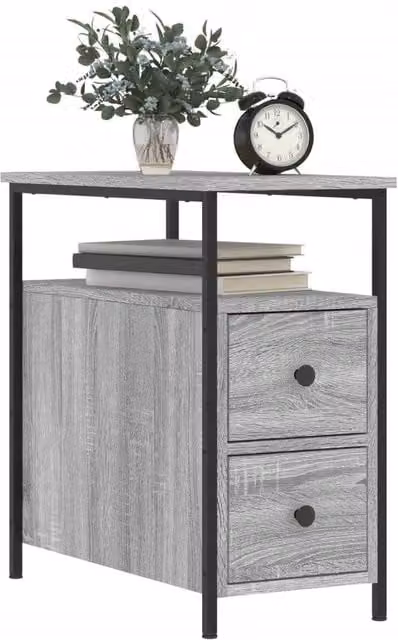 Berkfield Home Durable Bedside Cabinet in Grey Sonoma, W/D/H: 60 x 30 x 60 cm