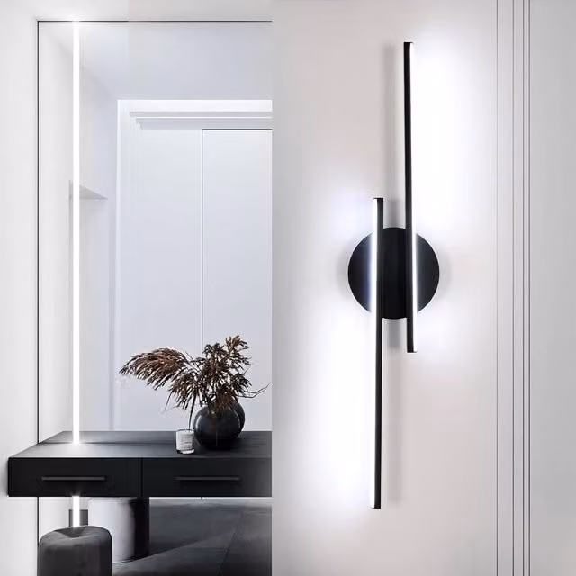 Goeco 24W LED Indoor Up and Down Wall Light in Black with 6500K Cool White Light – 1