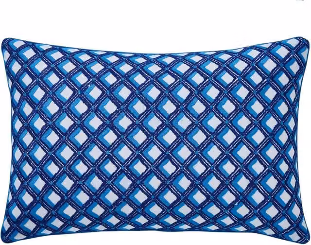 English Heritage Amsee Geo Embroidered Cotton Bolster Cushion, Multicolour