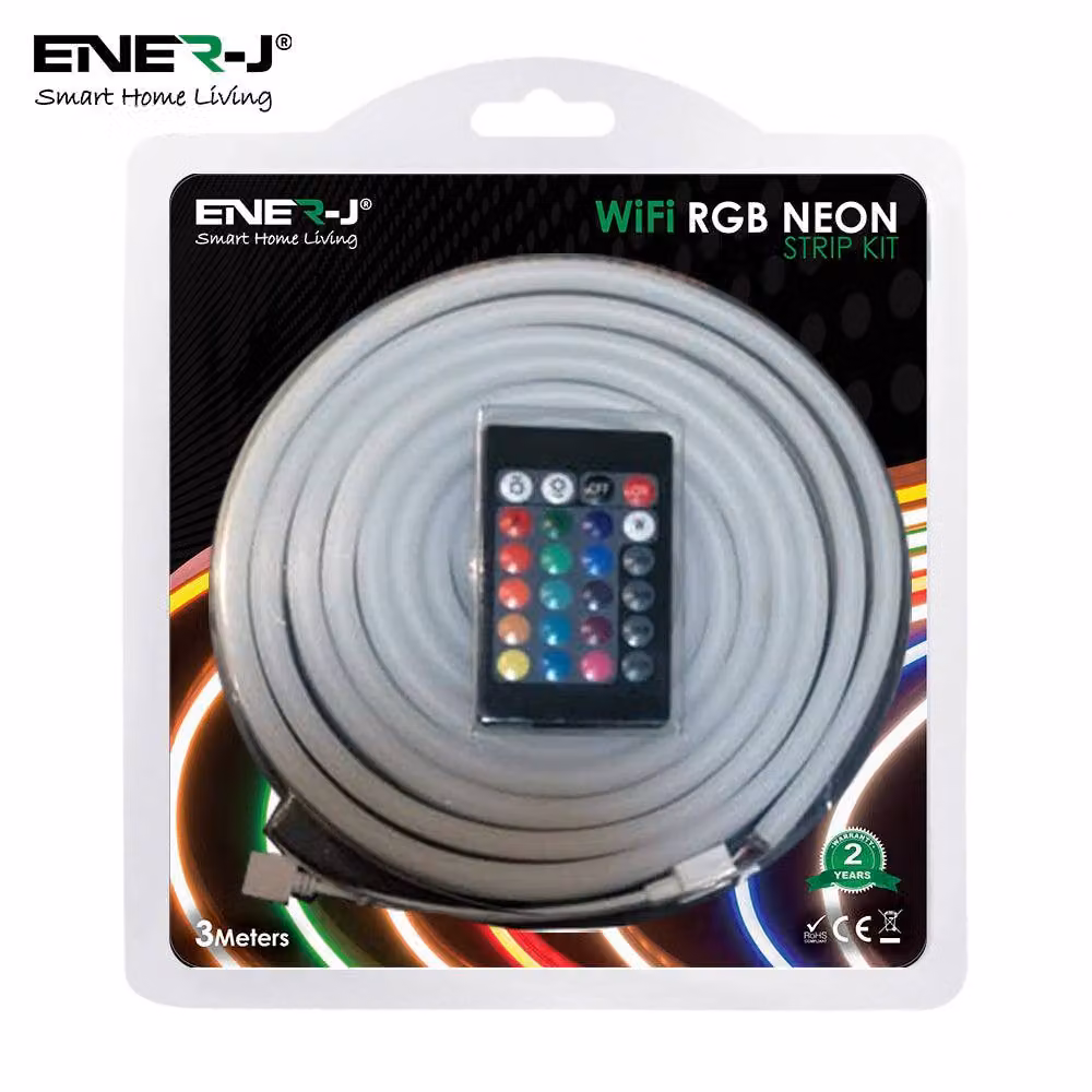 ENER-J Smart WiFi RGB LED Neon Flex Kit, 3m, White – 5