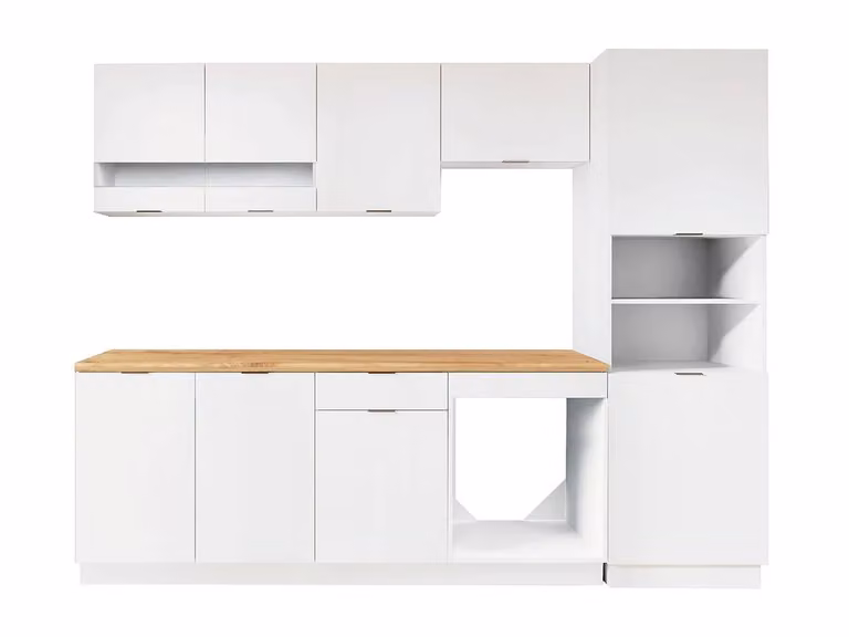 Vente-unique CARMEO Complete Kitchen Set with Tower Unit in White and Light Oak