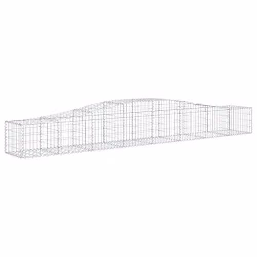 vidaXL 8-piece Arched Gabion Baskets in Silver Galvanised Steel, W/D/H: 400 x 50 x 40/60 cm – 1
